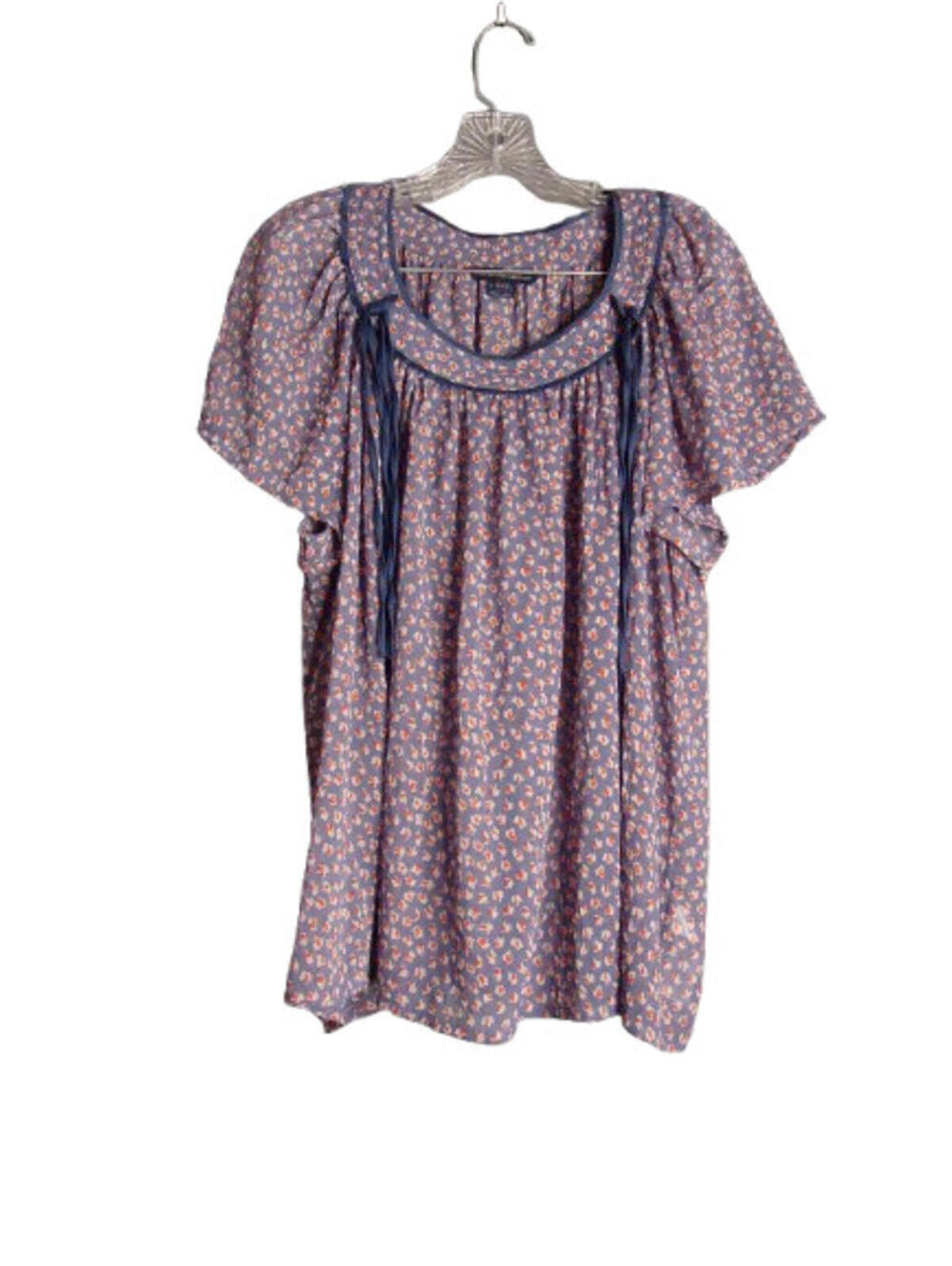 French Connection Floaty Summer Short Sleeved Top Blue/Red Floral Size 10